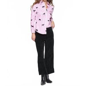 NEW VILAGALLO button front stripe blouse in dogs